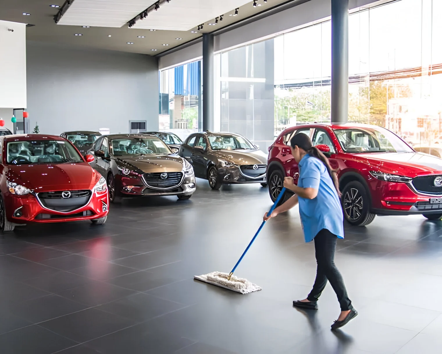 luxury car showroom cleaning