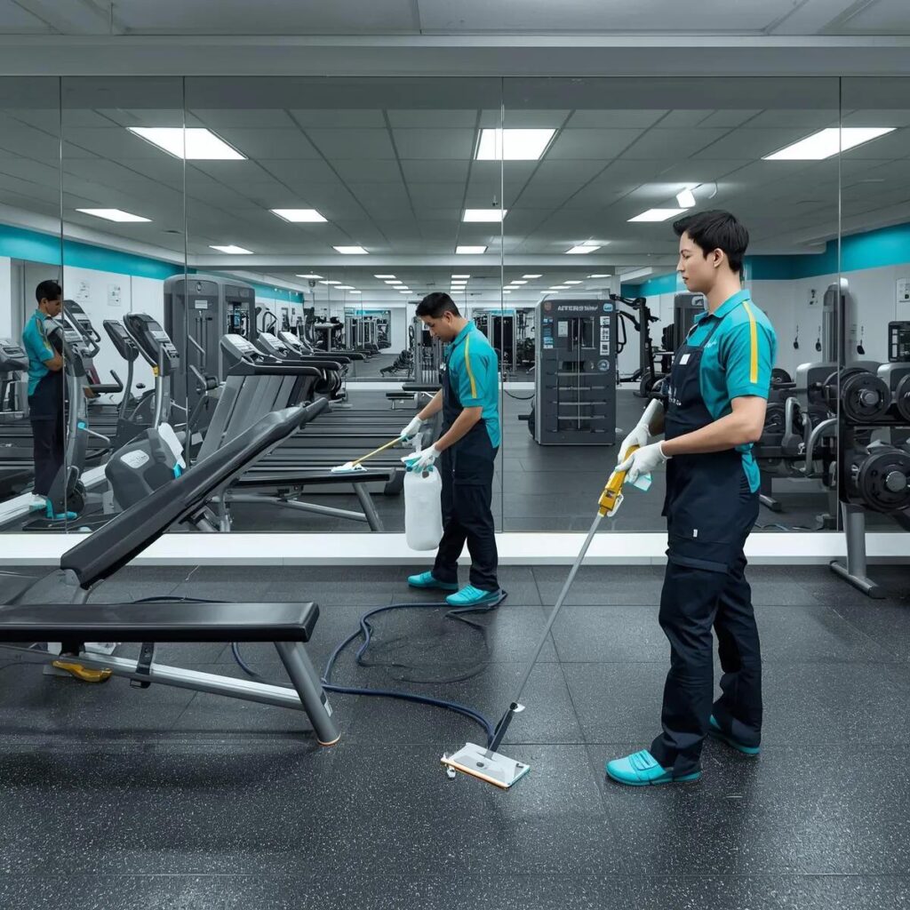 Gym floor cleaning by professional commercial gym cleaners in London